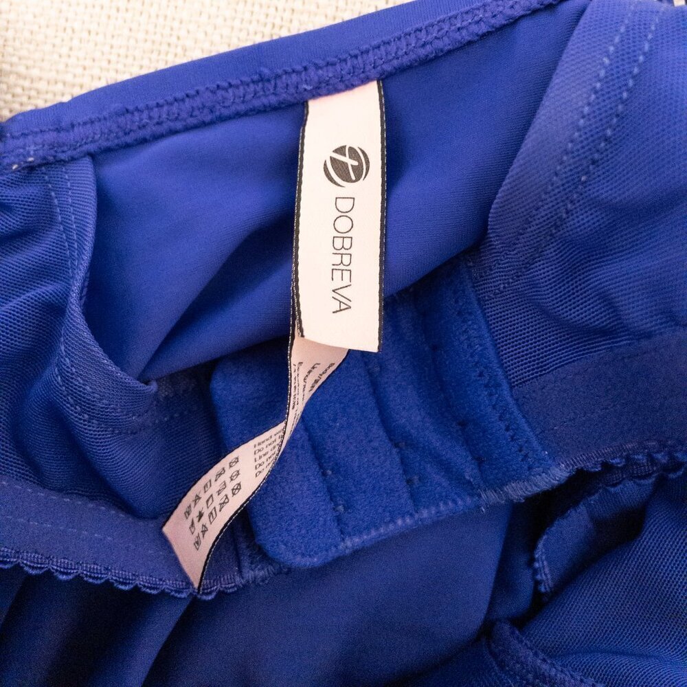 Dobréva Blue Ruched Underwire Swim Top 38C Adjustable Straps Full Coverage - Picture 3 of 4